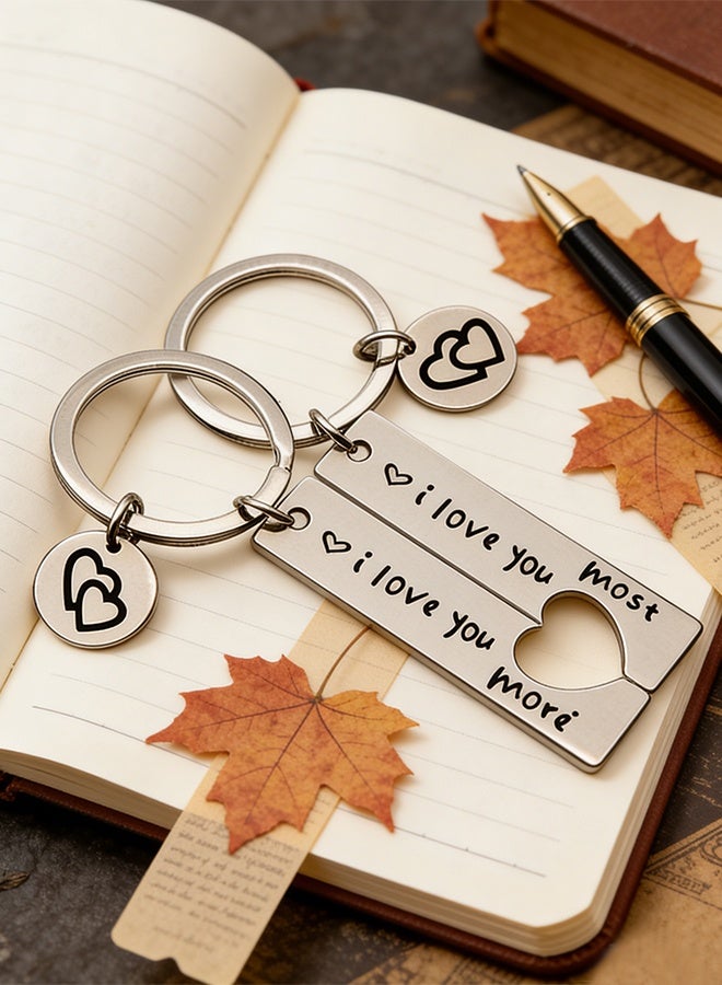 Couple Gifts Keychain for Husband Wife, I Love You Most I Love You More Matching Couple Keyring Set for Him and Her, Couple Lovers Gift Key Ring Valentine's Day Birthday Gifts for Boyfriend Girlfriend - Image 2